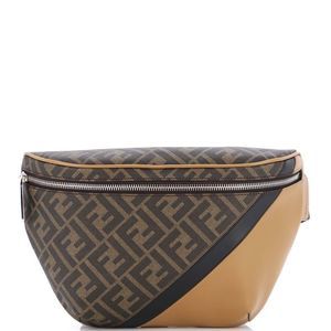 Fendi Zip Belt Bag Zucca Coated Canvas and Leather Brown
